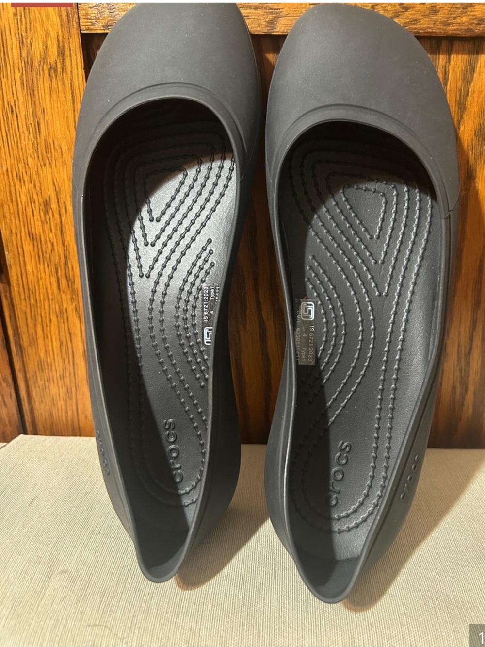 CROCS Women's Black Slip-On Comfort Flats
